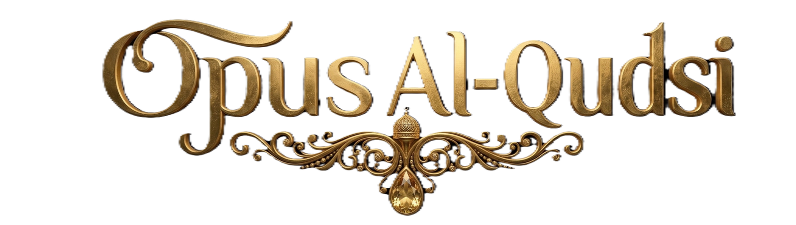 Opusalqudsi luxury attar logo in gold with oil drop and elegant Arabian design